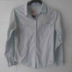 ❤Hollister Beaded Collar Light Denim Top Size S
